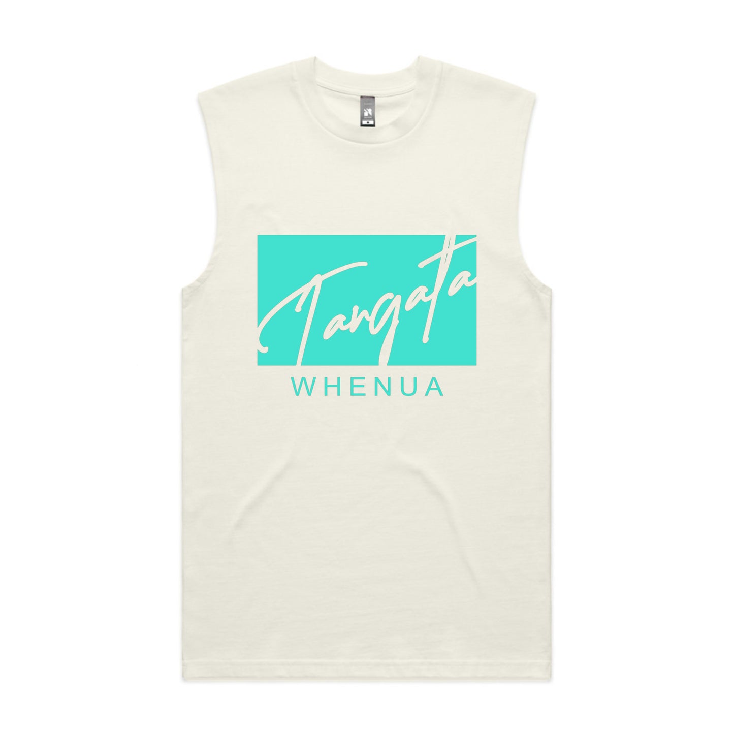 Tangata Whenua 2.0 Singlet (Ecru and Turquoise Blue)